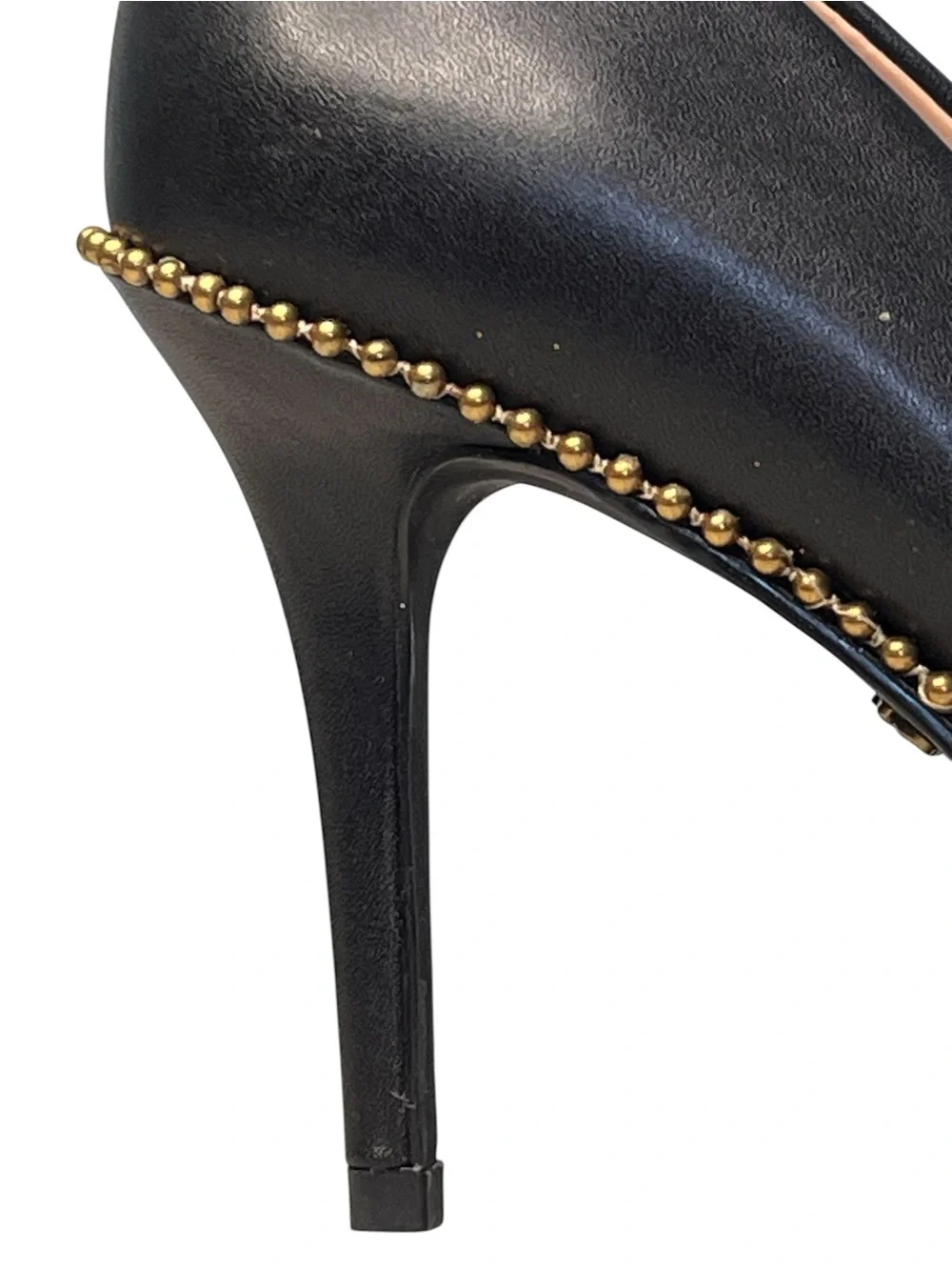 Coach Waverly Black Leather Gold-Tone Studded Stiletto Pumps Sz 7.5